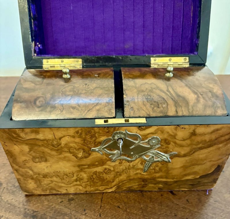 Outstanding Quality Antique Victorian Burr Walnut Tea Caddy - Image 10